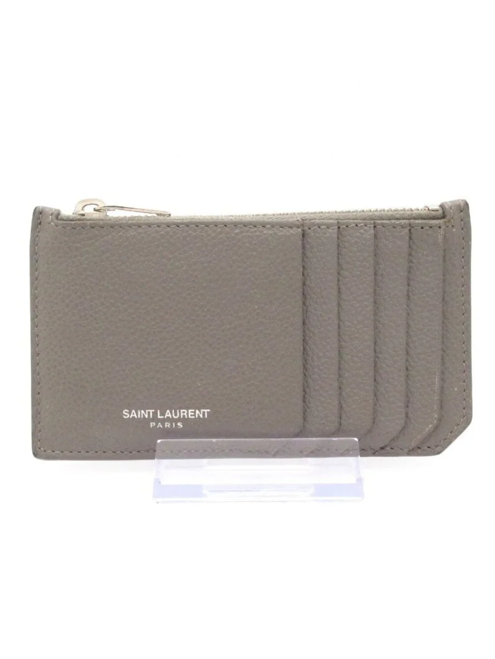 Saint Laurent Paris Card Case Gray Leather - Picture 2 of 8